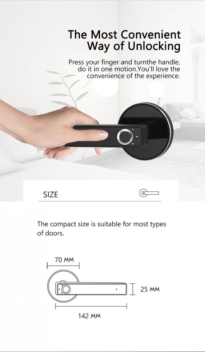 Замок ручки двери цифров умного черного простого биометрического отпечатка пальцев электронный 2