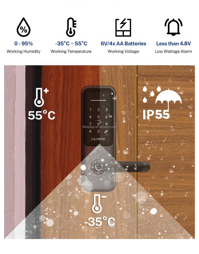 Tuya WiFi BLE Smart Door Lock с отпечатком пальца и клавиатурой 3
