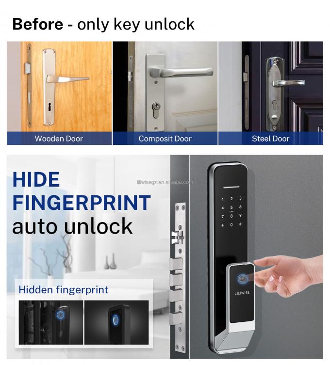 Liliwise New Design Fully-Automatic Lock Digital Electronic Fingerprint Lock Tuya APP TTlock Smart Door Lock 12