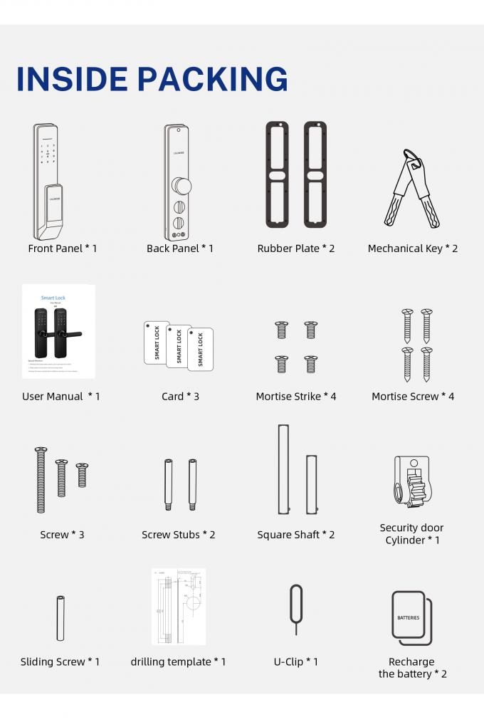 Liliwise Security Digital Doorbell Tuya Wifi Умный отпечаток пальцев Замок распознавание лица Камера Замок двери Контроль де аксессо 34