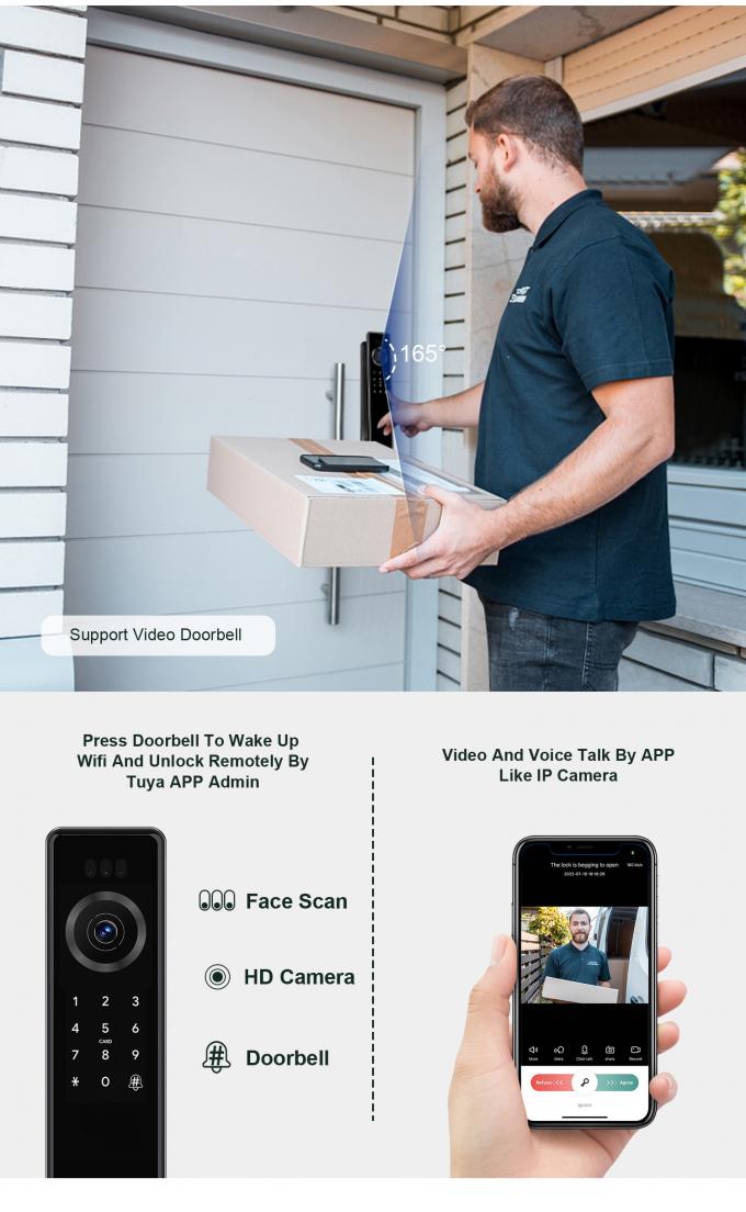 Liliwise Fechadura Digital Tuya Intelligente Cerradura Wifi Безопасность беспроводная пароль без ключа Умные дверные замки с камерой 8