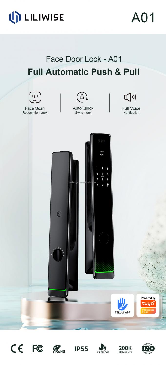Liliwise Tuya Домашняя безопасность Входная дверь Замок Внешний цифровой отпечаток пальцев водонепроницаемая безопасность распознавание лица умный замок 2