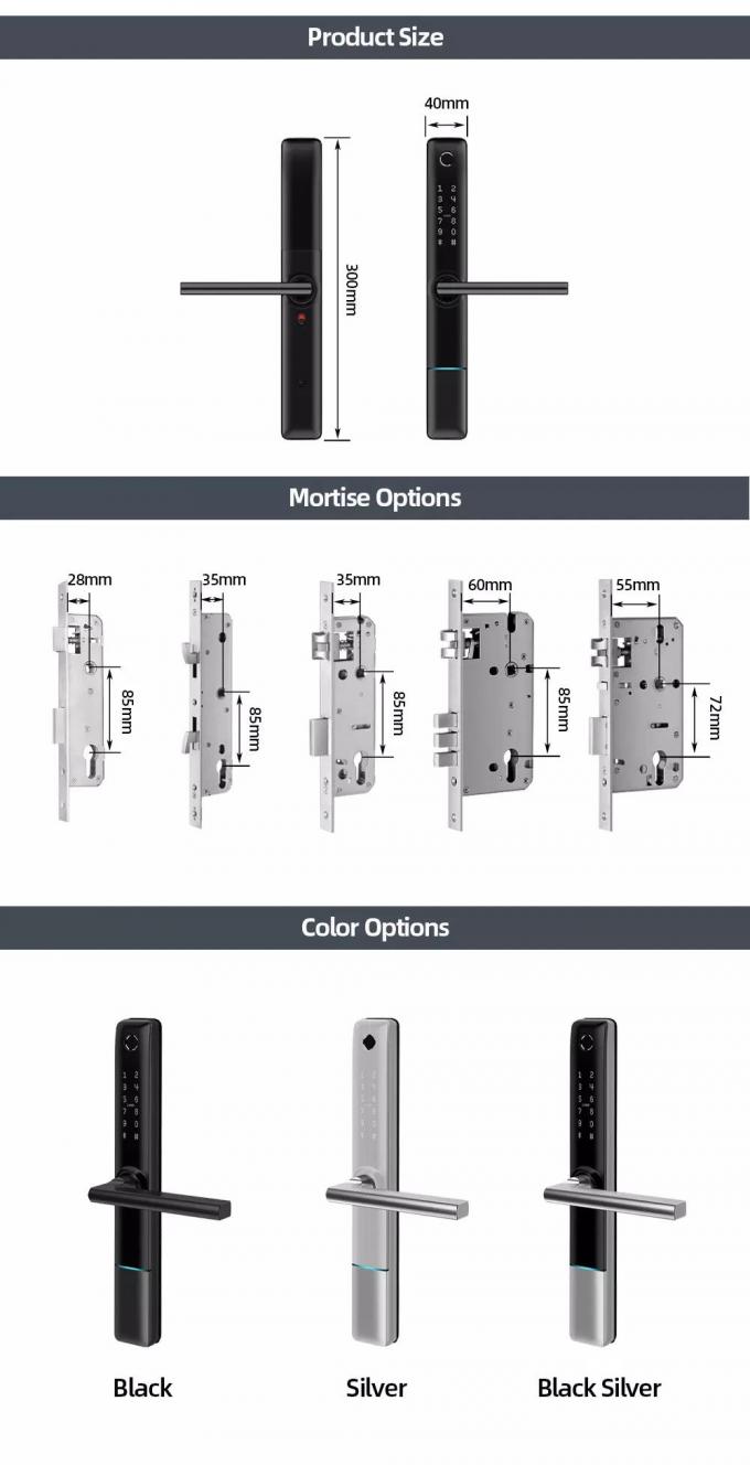 Лиливайз водонепроницаемая стальная цифровая дверь отпечатков пальцев TTlock Smart Door Lock BLE Wifi Slim Smart Lock 10